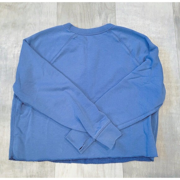 Aerie Womens Distressed Crew Neck Sweatshirt Sz XS Raw Hem Cropped Pullover - Picture 6 of 6